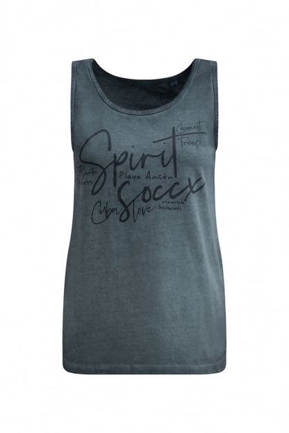 SOCCX Top Inside Oil Dyed mit Logo Print - green shadow