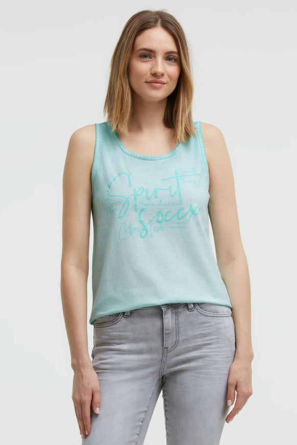 SOCCX Top Inside Oil Dyed mit Logo Print - aqua splash
