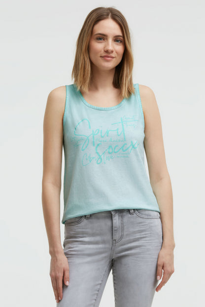 SOCCX Top Inside Oil Dyed mit Logo Print - aqua splash