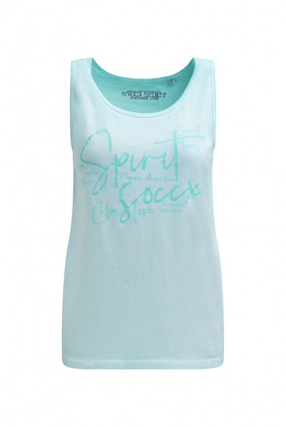 SOCCX Top Inside Oil Dyed mit Logo Print - aqua splash
