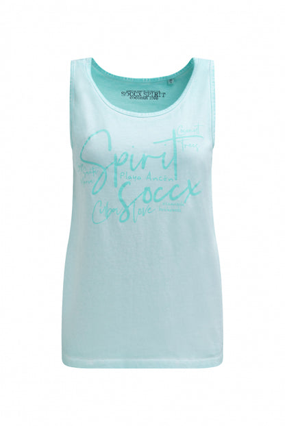 SOCCX Top Inside Oil Dyed mit Logo Print - aqua splash