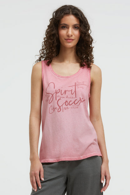 SOCCX Top Inside Oil Dyed mit Logo Print - beachy red