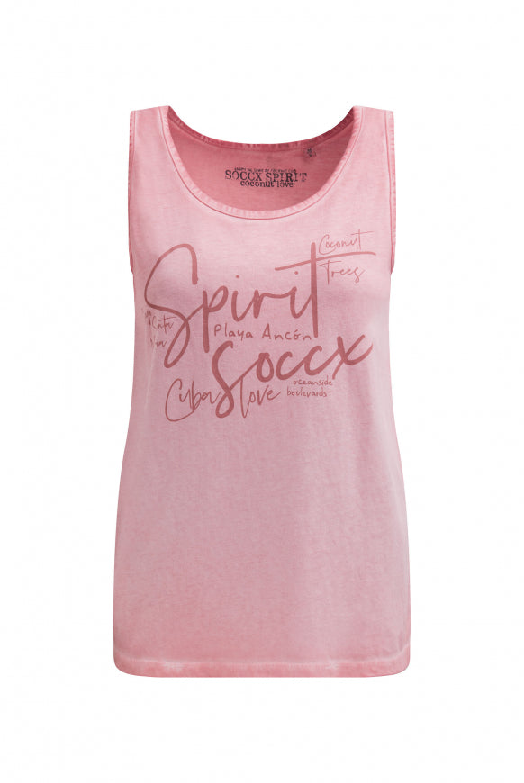 SOCCX Top Inside Oil Dyed mit Logo Print - beachy red