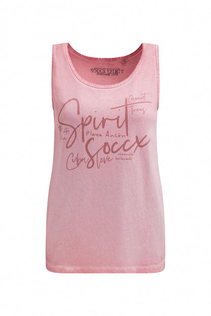 SOCCX Top Inside Oil Dyed mit Logo Print - beachy red