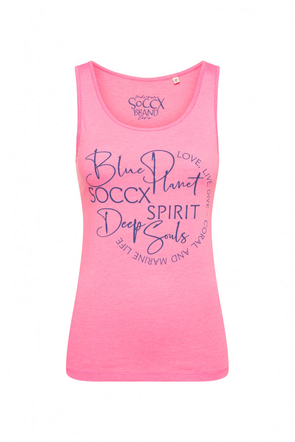 SOCCX Top mit Label Print - neon pink