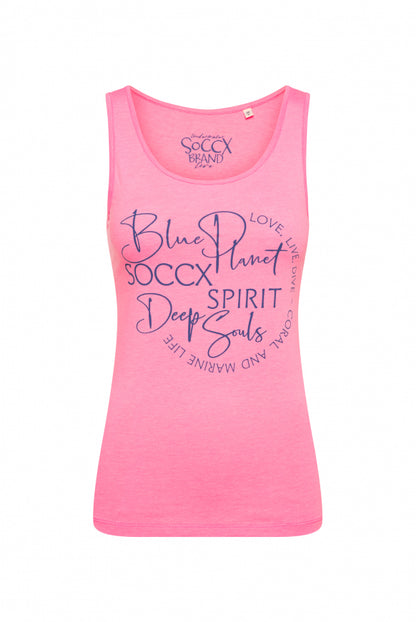 SOCCX Top mit Label Print - neon pink