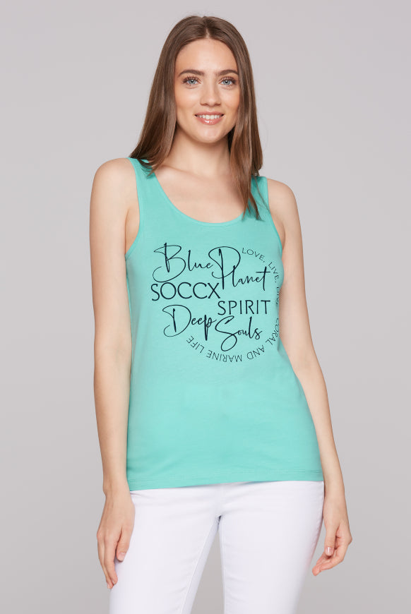 SOCCX Top mit Label Print - flash aqua
