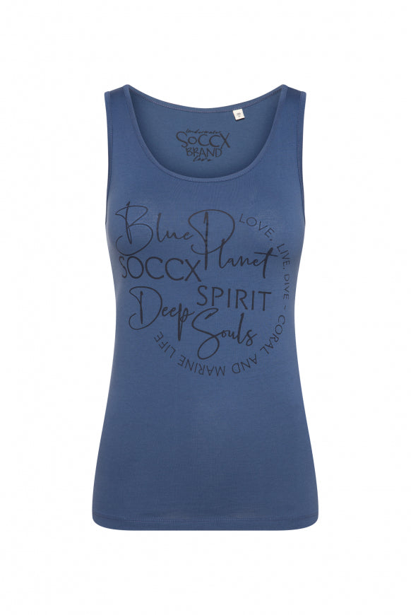 SOCCX Top mit Label Print - wave blue