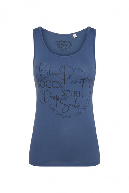 SOCCX Top mit Label Print - wave blue