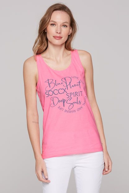 SOCCX Top mit Label Print - neon pink