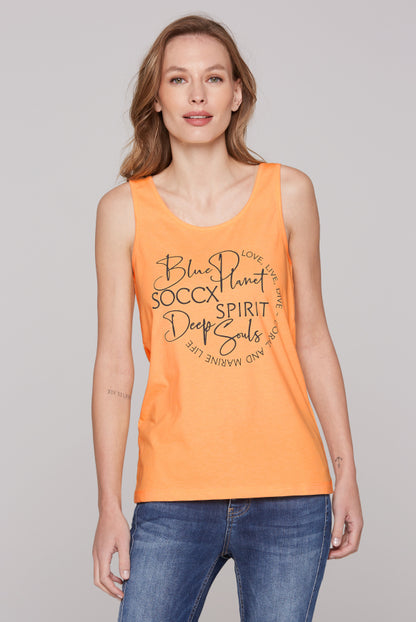SOCCX Top mit Label Print - sunrise neon