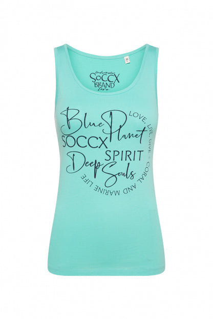 SOCCX Top mit Label Print - flash aqua