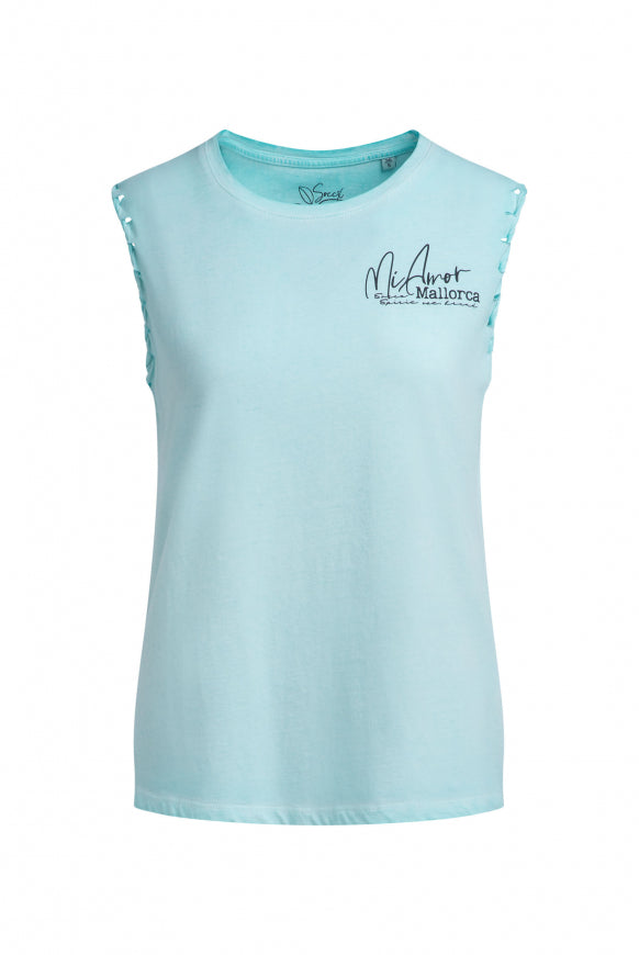 SOCCX Top Oil Dyed mit Flecht-Details und Backprint - fresh breeze