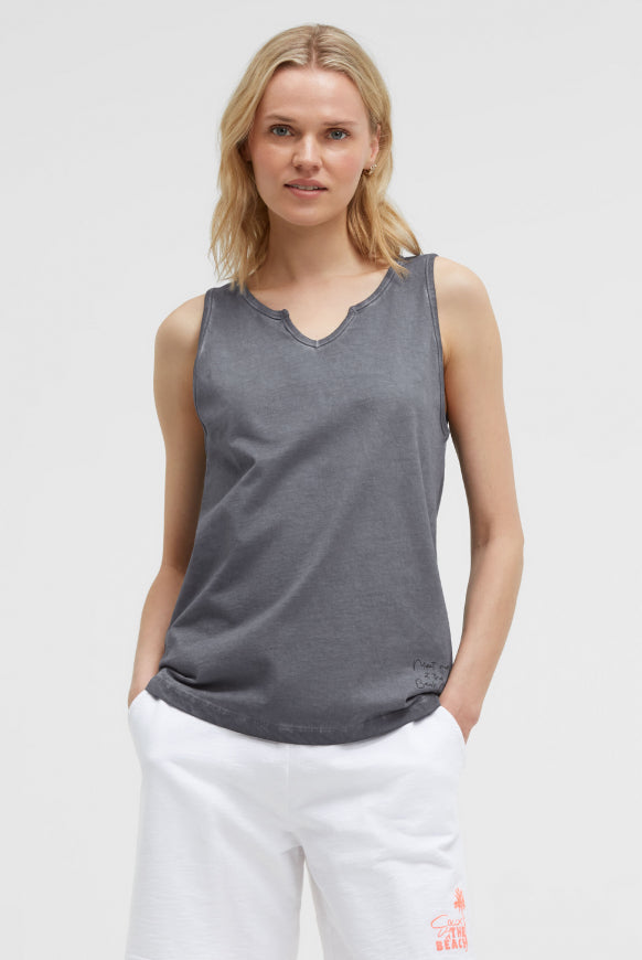 SOCCX Top Oil Dyed mit V - Öffnung - grey bay