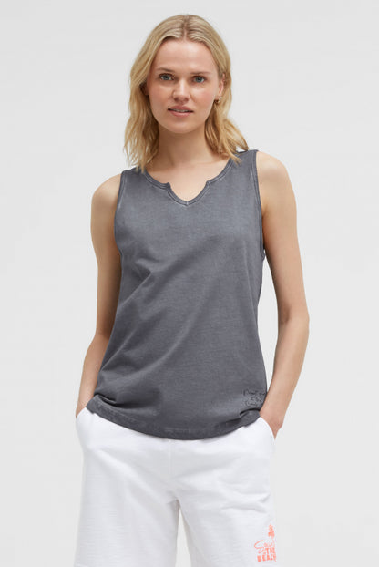 SOCCX Top Oil Dyed mit V - Öffnung - grey bay