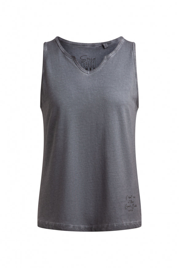 SOCCX Top Oil Dyed mit V - Öffnung - grey bay