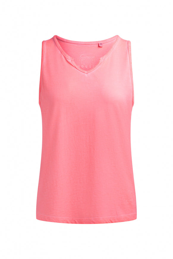 SOCCX Top Oil Dyed mit V - Öffnung - neon coral