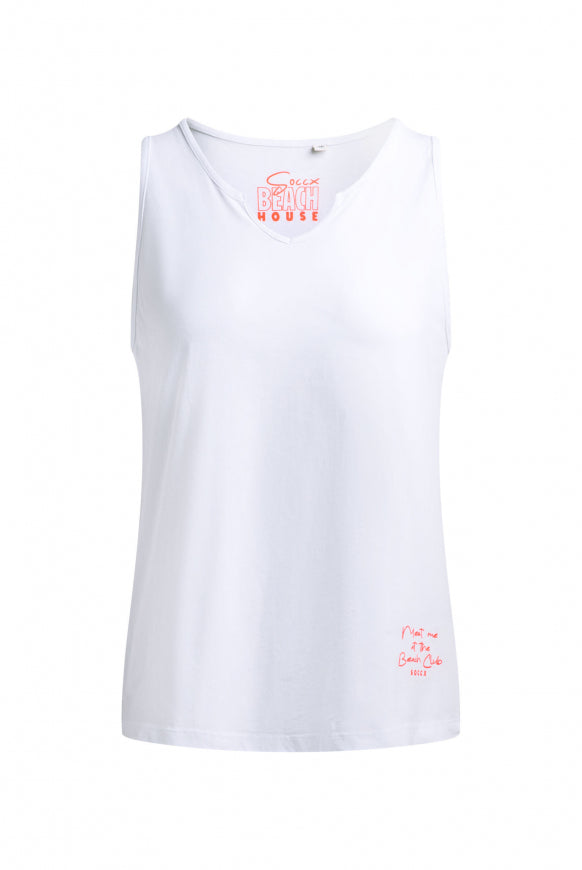 SOCCX Top Oil Dyed mit V-Öffnung - opticwhite