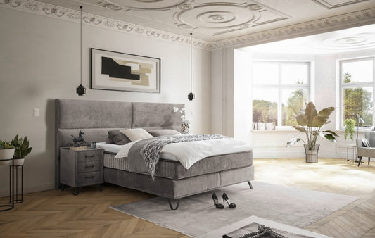 ED Exciting Design Boxspringbett Trapani H3/H4 mit Duo-Wendematratze, XXL Kopfteil und Massivfüßen - Erhältlich in 160x200 cm und 180x200 cm,Anthology-Mikrofaser 6 Farbvarianten
