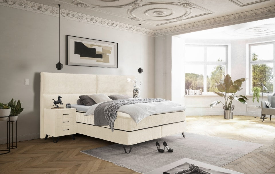 ED Exciting Design Boxspringbett Trapani H3/H4 mit Duo-Wendematratze, XXL Kopfteil und Massivfüßen - Erhältlich in 160x200 cm und 180x200 cm,Anthology-Mikrofaser 6 Farbvarianten