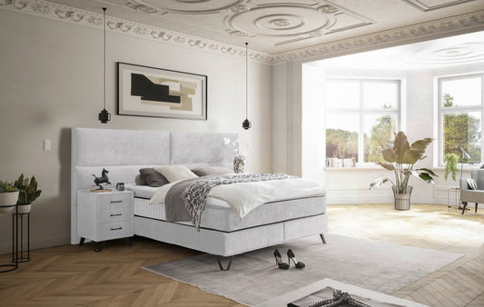ED Exciting Design Boxspringbett Trapani H3/H4 mit Duo-Wendematratze, XXL Kopfteil und Massivfüßen - Erhältlich in 160x200 cm und 180x200 cm,Anthology-Mikrofaser 6 Farbvarianten
