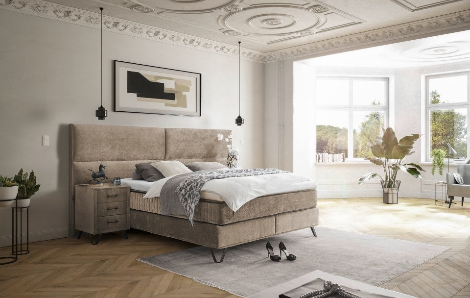 ED Exciting Design Boxspringbett Trapani H3/H4 mit Duo-Wendematratze, XXL Kopfteil und Massivfüßen - Erhältlich in 160x200 cm und 180x200 cm,Anthology-Mikrofaser 6 Farbvarianten