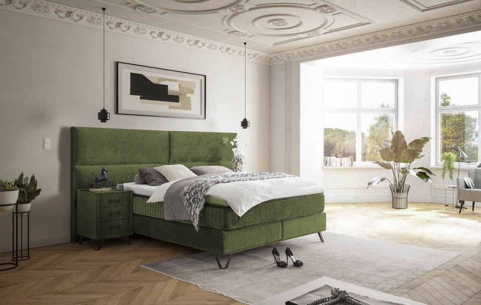 ED Exciting Design Boxspringbett Trapani H3/H4 mit Duo-Wendematratze, XXL Kopfteil und Massivfüßen - Erhältlich in 160x200 cm und 180x200 cm,Anthology-Mikrofaser 6 Farbvarianten