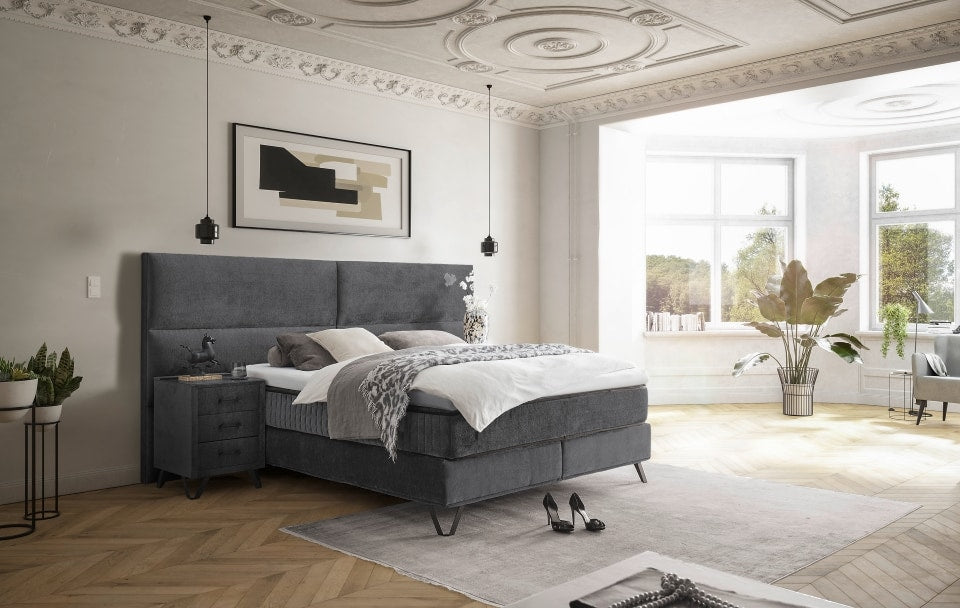ED Exciting Design Boxspringbett Trapani H3/H4 mit Duo-Wendematratze, XXL Kopfteil und Massivfüßen - Erhältlich in 160x200 cm und 180x200 cm,Legacy-Mikrofaser 4 Farbvarianten