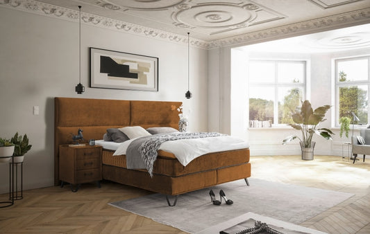 ED Exciting Design Boxspringbett Trapani H3/H4 mit Duo-Wendematratze, XXL Kopfteil und Massivfüßen - Erhältlich in 160x200 cm und 180x200 cm,Vogue-Mikrofaser 5 Farbvarianten