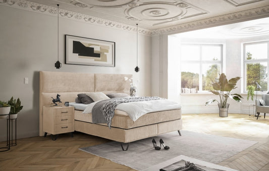 ED Exciting Design Boxspringbett Trapani H3/H4 mit Duo-Wendematratze, XXL Kopfteil und Massivfüßen - Erhältlich in 160x200 cm und 180x200 cm,Vogue-Mikrofaser 5 Farbvarianten