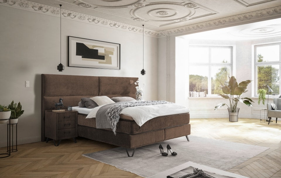 ED Exciting Design Boxspringbett Trapani H3/H4 mit Duo-Wendematratze, XXL Kopfteil und Massivfüßen - Erhältlich in 160x200 cm und 180x200 cm,Vogue-Mikrofaser 5 Farbvarianten