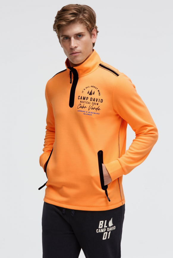 CAMP DAVID Troyer-Sweatshirt aus Interlock mit Rücken-Artwork