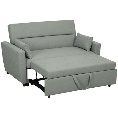 HOMCOM Schlafsofa, 2-Sitzer Sofa mit Schlaffunktion, Verstellbare Rückenlehne, Couch mit Kissen, Samtoptik, Schlafcouch mit Bettkasten für Wohnzimmer, Gästezimmer, Hellgrau   Aosom