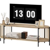 HOMCOM TV-Möbel Boheme TV-Tisch bis zu 55 Zoll mit Design in Papierschnur und 2 offenen Regalen für Wohnzimmer Schlafzimmer 124x43,5x41 cm Natur   Aosom