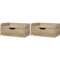 HOMCOM Set mit 2 wandmontierten Nachttischen Nachtschränke - mit Schublade, Tischplatte - aus Spanplatten, Maße 40B x 30T x 19,5H cm Natur   Aosom