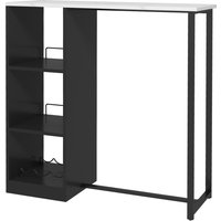 HOMCOM Barhochtisch Küchentisch Stehtisch - Stahlgestell Marmoroptikplatte - 105 x 40 x 105 cm weiß   Aosom