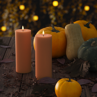 LED-Blockkerzen Ø 7,5 x 20 cm Orange – 2 Stück