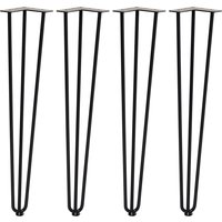 HOMCOM Tischbeine, 4er-Set Tischfüße, Möbelfüße aus Stahl Tischgestell mit Gabel-Design für Couchtisch, Esstisch, Schwarz, 12 x 12 x 72 cm   Aosom