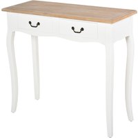 HOMCOM Konsole Eingangstisch Beistelltisch mexikanischer Stil 2 Schubladen Maße 87L x 34B x 78H cm MDF Massivholz Kiefer Hell Weiß   Aosom