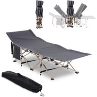 Outsunny Feldbett mit Aufbewahrungstasche, Faltbares Campingbett, Campingliege, Inkl. Tragetasche, Stahl Oxford, Grau, 190 x 68 x 52 cm   Aosom