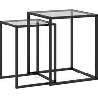HOMCOM 2er Set Beistelltisch stapelbarer Nachttisch Couchtisch mit Beinen aus Stahl, modern Wohnzimmertisch Sofatisch Kaffeetisch für Wohnzimmer Schlafzimmer Schwarz   Aosom