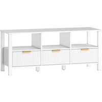 HOMCOM Modernes TV-Möbel, TV-Möbel für Wohnzimmer mit 3 Schubladen und 3 offenen Fächern, für Fernseher 109,2–139,7 cm, 120x39,5x50 cm, Weiß   Aosom