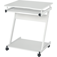 HOMCOM Schreibtisch Computertisch Z-Form mit 4 Rollen, platzsparend und stabil, mit Tastaturablage, Metall & Spanplatte, Weiß 60x48x73 cm   Aosom.de