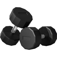 SPORTNOW Set 2 Hanteln mit 12 Seiten zu je 2x15 kg aus Metall und Gummi, Fitnesshantel-Set mit rutschfestem Griff, 26x15.5x15.5 cm, Schwarz   Aosom