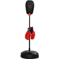 AIYAPLAY Boxsack 88-124 cm höhenverstellbar Boxstand mit Boxhandschuhen, Box-Set mit Wasser/Sand befüllbare Ständer für 5-10 Jahre Kinder, Stahl, Schwarz   Aosom