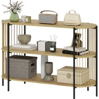 HOMCOM Konsolentisch mit handgeflochtener Papierkordel Eingangskonsole mit Stahlgestell Bohemian Stil für Eingang Wohnzimmer 124x43,5x80 cm Natur   Aosom