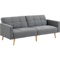 HOMCOM 2 in 1 Schlafsofa 205 x 88 cm Sofa mit Bettfunktion, Couch mit Sitzkissen, Leinenoptik, Verstellbarer Rückenlehne für Wohnzimmer, Schlafzimmer, Grau   Aosom