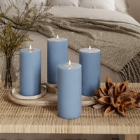 LED-Blockkerzen Ø 10 x 20 cm Eisblau – 4 Stück