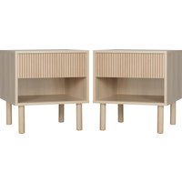 HOMCOM Set von 2 Nachttisch Beistelltische mit Schubladen und Fächern, moderner Stil für Schlafzimmer, Wohnzimmer, Maße 47 x 47 x 50 cm, Naturholz-Finish   Aosom