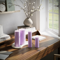 LED-Blockkerzen-Paket – Lavendel – 5 x 12,5 + 20 | 7,5 x 20 | 10 x 20 cm